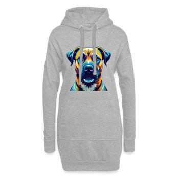 Bouche noire Cur Chien Race Coloré Dessin animé Kawaii - Sweat-shirt à capuche long Femme - gris chiné - Devant