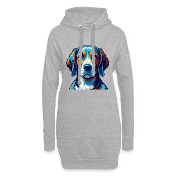 American Foxhound Chien Race Dessin animé Kawaii - Sweat-shirt à capuche long Femme - gris chiné - Devant