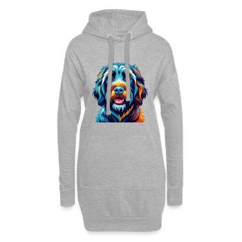 Schwarzer Russischer Terrier Hund Rasse Karikatur Kawaii - Hoodie-Kleid - Grau meliert - Vorne