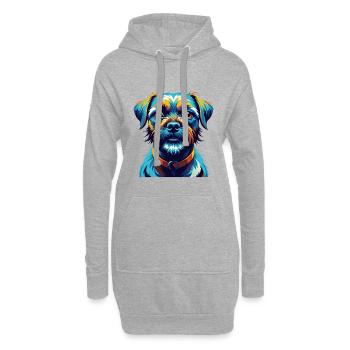 Border Terrier Chien Race Coloré Dessin Animé Kawaii - Sweat-shirt à capuche long Femme - gris chiné - Devant