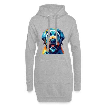 Bouvier des Flandres Race de chien Dessin animé Kawaii - Sweat-shirt à capuche long Femme - gris chiné - Devant