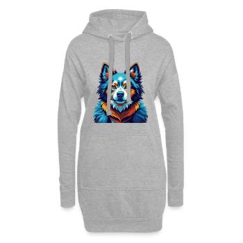 Chien Esquimau Canadien Race Coloré Dessin Animé Kawaii - Sweat-shirt à capuche long Femme - gris chiné - Devant