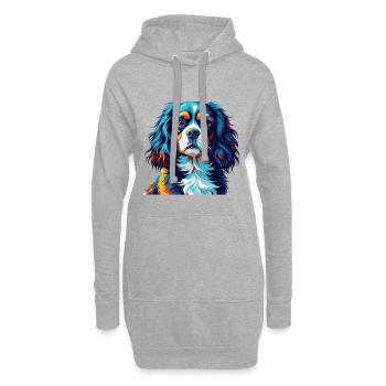 Cavalier King Charles Spaniel Chien Race Dessin animé - Sweat-shirt à capuche long Femme - gris chiné - Devant