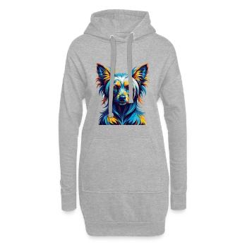 Chinesische Schopfhunderasse Bunte Karikatur Kawaii - Hoodie-Kleid - Grau meliert - Vorne