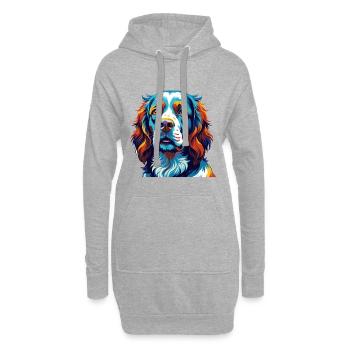 Clumber Spaniel Hunderasse Bunte Karikatur Kawaii - Hoodie-Kleid - Grau meliert - Vorne