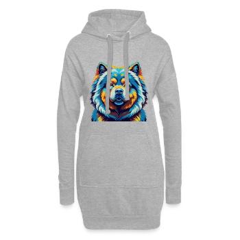 Chow Chow Hund Rasse Bunt Karikatur Kawaii - Hoodie-Kleid - Grau meliert - Vorne