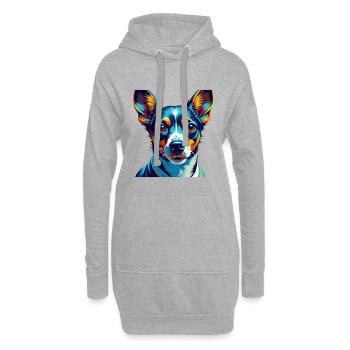 Decker Rat Terrier Chien Race Dessin Animé Kawaii - Sweat-shirt à capuche long Femme - gris chiné - Devant