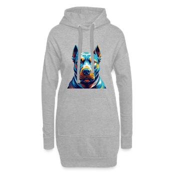 Dogue Argentino Chien Race Coloré Dessin Animé Kawaii - Sweat-shirt à capuche long Femme - gris chiné - Devant