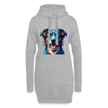Mountain Cur Hunderasse Bunte Karikatur Kawaii - Hoodie-Kleid - Grau meliert - Vorne