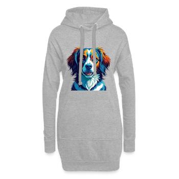 Nederlandse Kooikerhondje Race de chien Dessin animé Kawaii - Sweat-shirt à capuche long Femme - gris chiné - Devant