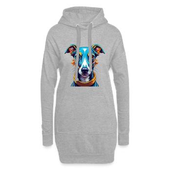 Anglais Whippet Chien Race Coloré Dessin Animé Kawaii - Sweat-shirt à capuche long Femme - gris chiné - Devant