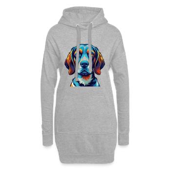 Français Gascogne Pointer Chien Race Dessin Animé Kawaii - Sweat-shirt à capuche long Femme - gris chiné - Devant