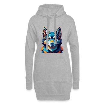 Nördliche Inuit Hunderasse Bunte Karikatur Kawaii - Hoodie-Kleid - Grau meliert - Vorne