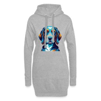 Französischer dreifarbiger Jagdhund, Hunderasse Cartoon Kawaii - Hoodie-Kleid - Grau meliert - Vorne