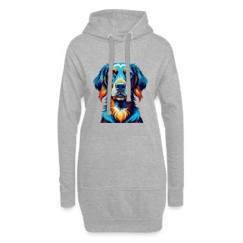 Frison Chien D’arrêt Race Coloré Dessin Animé Kawaii - Sweat-shirt à capuche long Femme - gris chiné - Devant