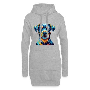 Deutscher Jagdterrier Hunderasse Cartoon Kawaii - Hoodie-Kleid - Grau meliert - Vorne
