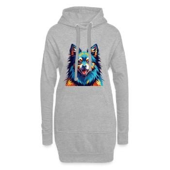 Deutsche Spitz Hunderasse Bunte Karikatur Kawaii - Hoodie-Kleid - Grau meliert - Vorne