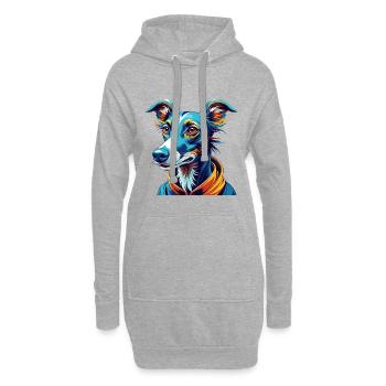 lévrier chien race dessin animé coloré kawaii - Sweat-shirt à capuche long Femme - gris chiné - Devant