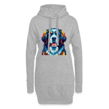Landseer Chien Race Coloré Dessin Animé Kawaii - Sweat-shirt à capuche long Femme - gris chiné - Devant