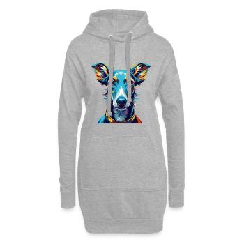 Lévrier italien race de chien dessin animé Kawaii - Sweat-shirt à capuche long Femme - gris chiné - Devant