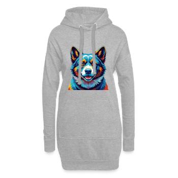Karelischer Bär Hund Rasse Bunte Karikatur Kawaii - Hoodie-Kleid - Grau meliert - Vorne