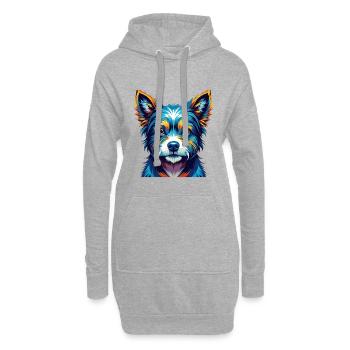Terrier japonais chien race coloré dessin animé Kawaii - Sweat-shirt à capuche long Femme - gris chiné - Devant