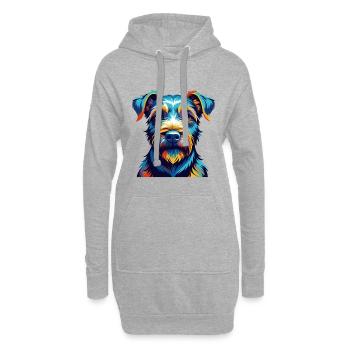 Lakeland Terrier Chien Race Coloré Dessin animé Kawaii - Sweat-shirt à capuche long Femme - gris chiné - Devant
