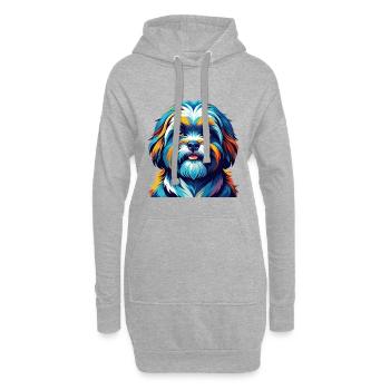 Lhasa Apso Hunderasse Bunte Karikatur Kawaii - Hoodie-Kleid - Grau meliert - Vorne