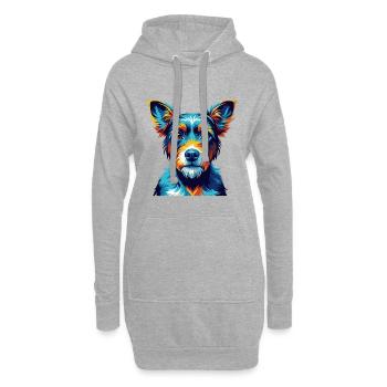 Miniatur Foxterrier Hund Rasse Karikatur Kawaii - Hoodie-Kleid - Grau meliert - Vorne