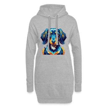 Miniatur Dackel Hunderasse Cartoon Kawaii - Hoodie-Kleid - Grau meliert - Vorne