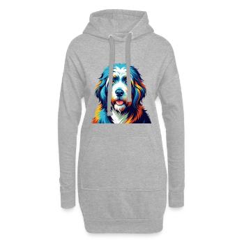 Vieux chien de berger anglais race coloré dessin animé Kawaii - Sweat-shirt à capuche long Femme - gris chiné - Devant