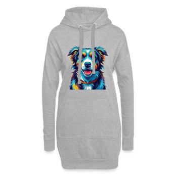 Laufhund Hunderasse Bunte Karikatur Kawaii - Hoodie-Kleid - Grau meliert - Vorne