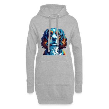 Pont Audemer Spaniel Hunderasse Karikatur Kawaii - Hoodie-Kleid - Grau meliert - Vorne