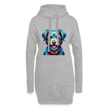 Pumi Hunderasse Buntes Aquarell Karikatur Kawaii - Hoodie-Kleid - Grau meliert - Vorne