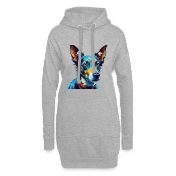 Podenco Ibizenco Hunderasse Bunte Karikatur Kawaii - Hoodie-Kleid - Grau meliert - Vorne