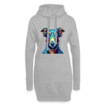 Lévrier polonais Chien race Coloré Dessin animé Kawaii - Sweat-shirt à capuche long Femme - gris chiné - Devant