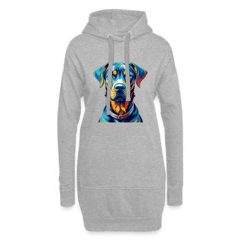 Rhodesian Ridgeback Chien Race Dessin animé Kawaii - Sweat-shirt à capuche long Femme - gris chiné - Devant