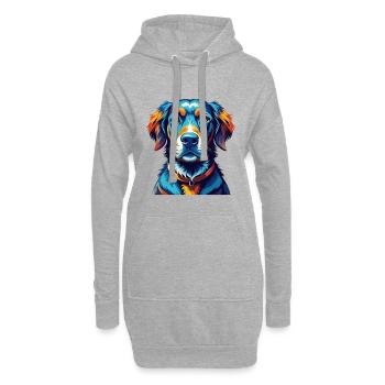 Chien de chasse russe race Dessin animé coloré Kawaii - Sweat-shirt à capuche long Femme - gris chiné - Devant