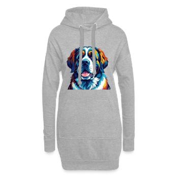 Saint Bernard Chien Race Coloré Dessin Animé Kawaii - Sweat-shirt à capuche long Femme - gris chiné - Devant