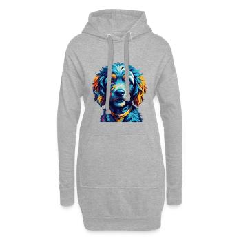 Caniche Chien Race Coloré Dessin Animé Kawaii - Sweat-shirt à capuche long Femme - gris chiné - Devant