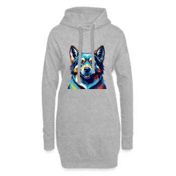 Norwegischer Elchhund Hunderasse Karikatur Kawaii - Hoodie-Kleid - Grau meliert - Vorne