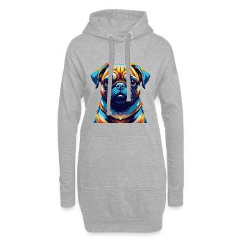 Mops Hund Rasse Buntes Aquarell Karikatur Kawaii - Hoodie-Kleid - Grau meliert - Vorne
