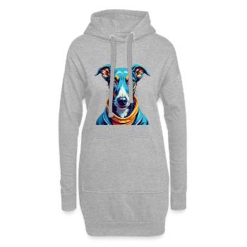 Rampur lévrier chien race coloré dessin animé Kawaii - Sweat-shirt à capuche long Femme - gris chiné - Devant
