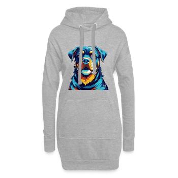 Rottweiler Chien Race Coloré Dessin Animé Kawaii - Sweat-shirt à capuche long Femme - gris chiné - Devant