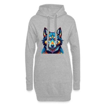 Saarloos Wolfdog Rasse Bunte Karikatur Kawaii - Hoodie-Kleid - Grau meliert - Vorne
