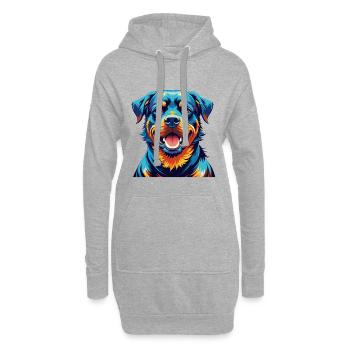Rottweiler Chien Race Coloré Dessin Animé Kawaii - Sweat-shirt à capuche long Femme - gris chiné - Devant