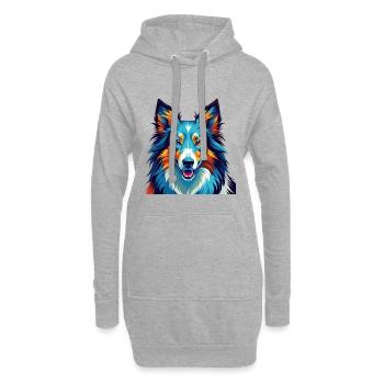 Rough Collie Chien Race Coloré Dessin animé Kawaii - Sweat-shirt à capuche long Femme - gris chiné - Devant