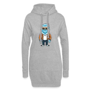 Yeti Lustige Cartoon Kawaii Jacke Sonnenbrille - Hoodie-Kleid - Grau meliert - Vorne