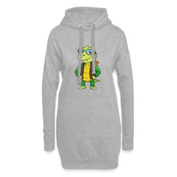 Turtle Funny Cartoon Kawaii Jacket Lunettes de soleil - Sweat-shirt à capuche long Femme - gris chiné - Devant