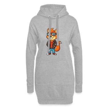 Eichhörnchen Lustige Cartoon Kawaii Jacke Sonnenbrille - Hoodie-Kleid - Grau meliert - Vorne